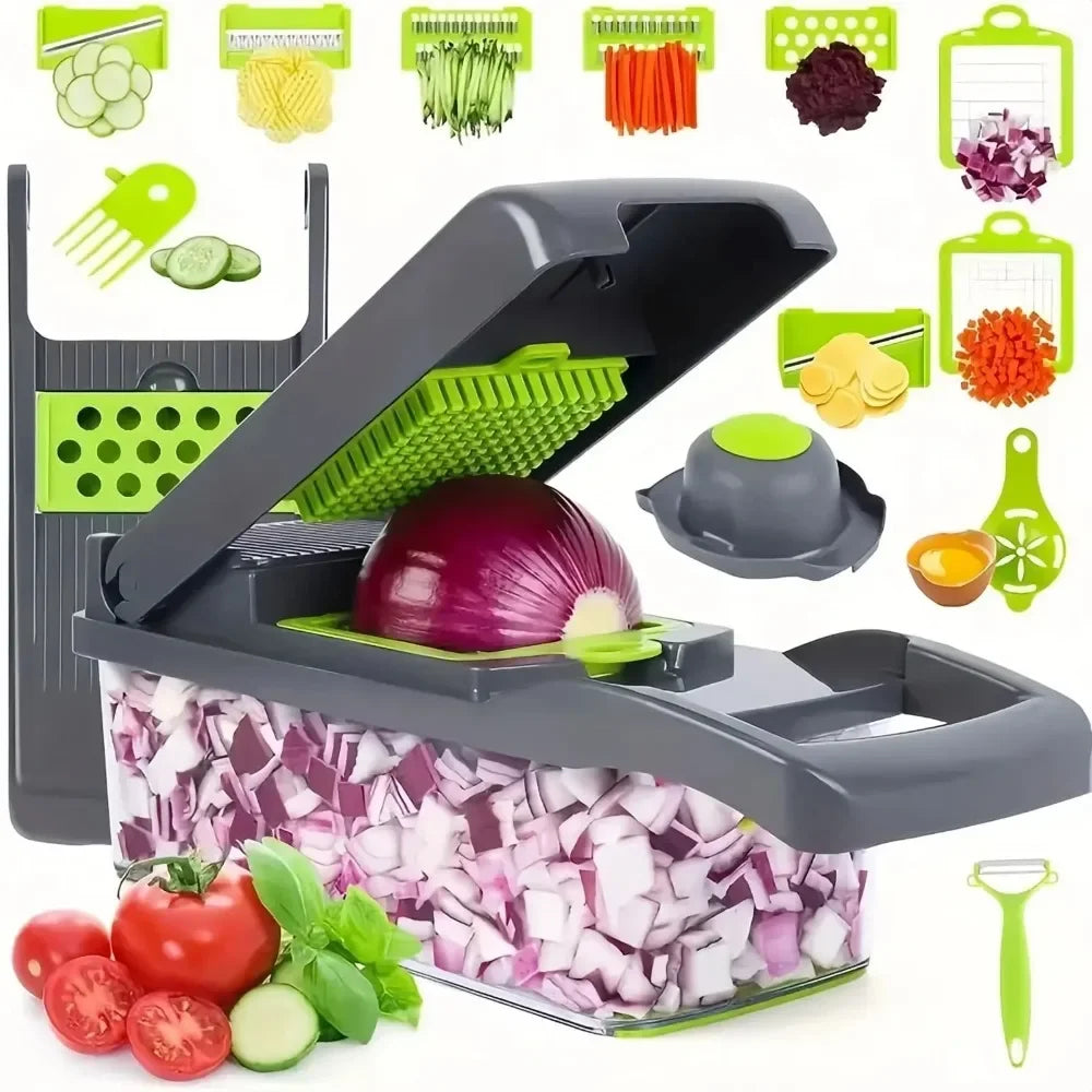 Remplace le long titre AliExpress par celui-ci :
Coupe-Légumes Multifonction Tout-en-Un – Mandoline & Hachoir Premium