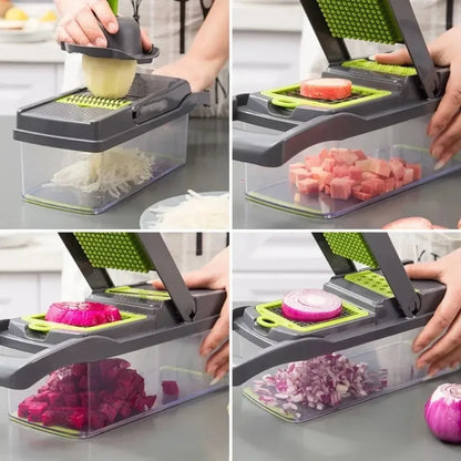 Remplace le long titre AliExpress par celui-ci :
Coupe-Légumes Multifonction Tout-en-Un – Mandoline & Hachoir Premium