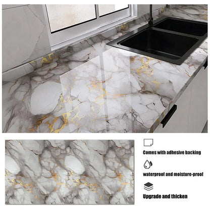 Papier Peint Adhésif Effet Marbre – Revêtement Imperméable pour Meubles et Cuisine