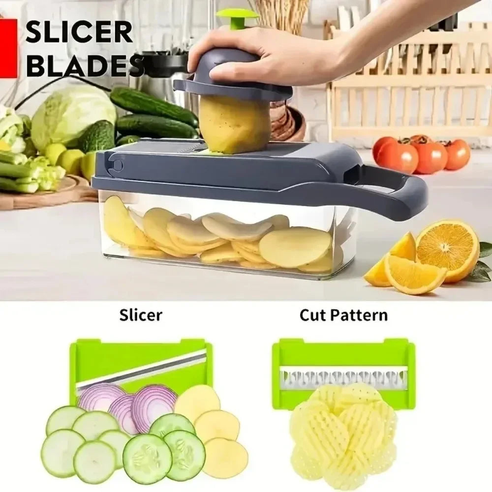Remplace le long titre AliExpress par celui-ci :
Coupe-Légumes Multifonction Tout-en-Un – Mandoline & Hachoir Premium