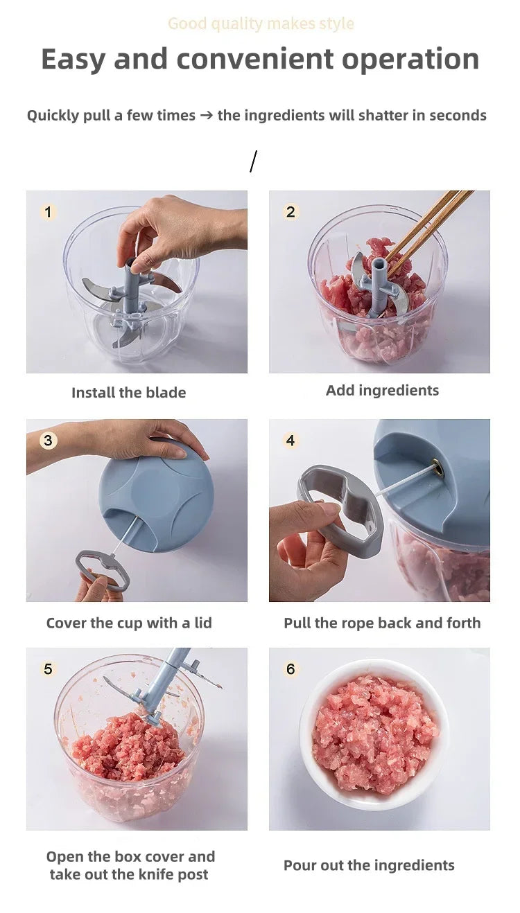 500ML Manual Meat Mincer Garlic Chopper Rotate Garlic Press Crusher Vegetable Onion Cutter Kitchen Cooking  Food Chopper