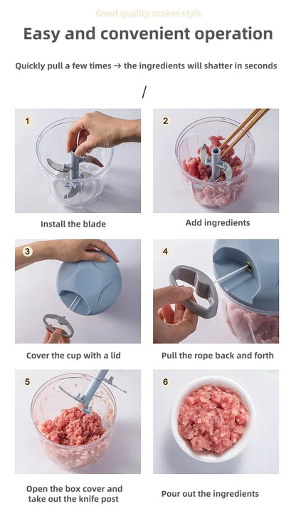 500ML Manual Meat Mincer Garlic Chopper Rotate Garlic Press Crusher Vegetable Onion Cutter Kitchen Cooking  Food Chopper