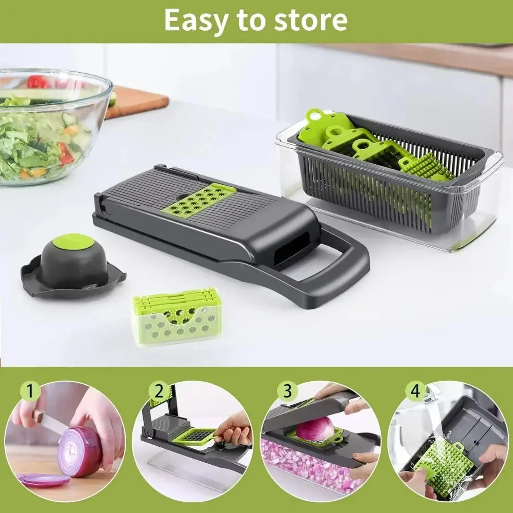 Remplace le long titre AliExpress par celui-ci :
Coupe-Légumes Multifonction Tout-en-Un – Mandoline & Hachoir Premium