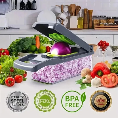 Remplace le long titre AliExpress par celui-ci :
Coupe-Légumes Multifonction Tout-en-Un – Mandoline & Hachoir Premium