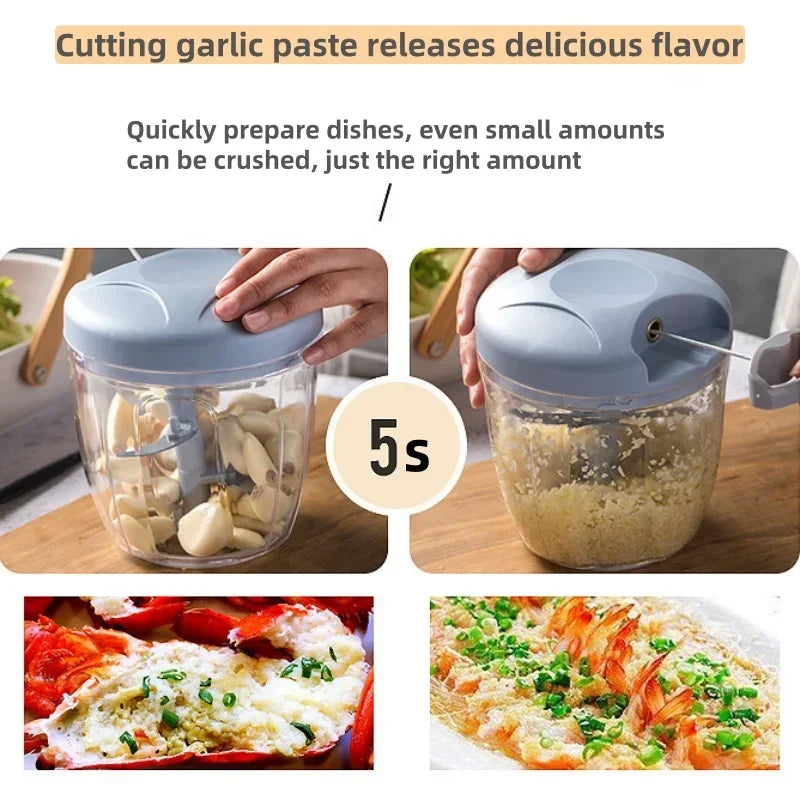 500ML Manual Meat Mincer Garlic Chopper Rotate Garlic Press Crusher Vegetable Onion Cutter Kitchen Cooking  Food Chopper