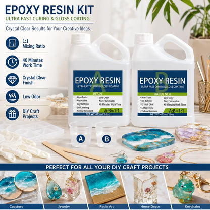 Kit Résine Époxy Transparente – Moulage, Bijoux et Créations Déco